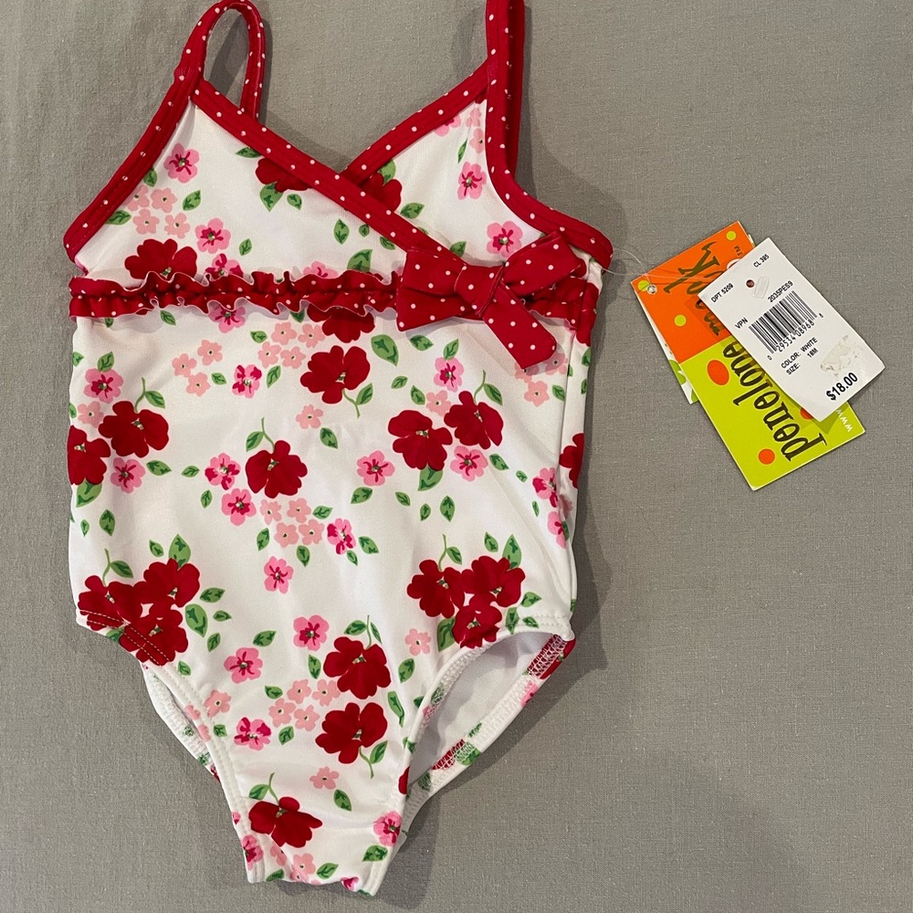 Penelope Mack Red and Pink Floral One Piece Swimsuit